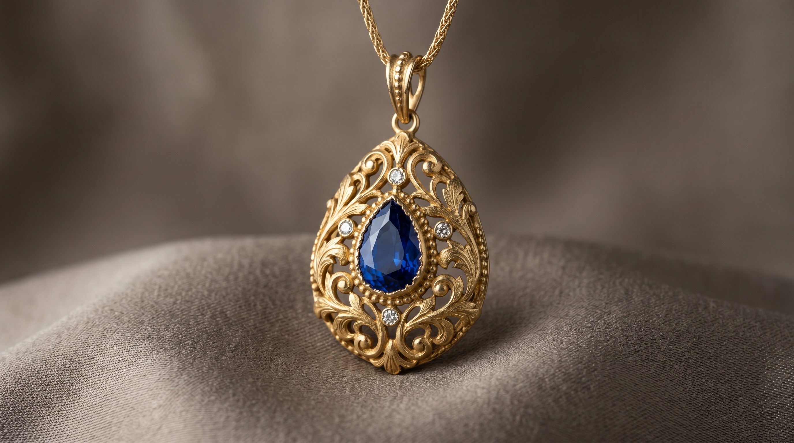 Theo Fennell ornate gold pendant with gemstone
