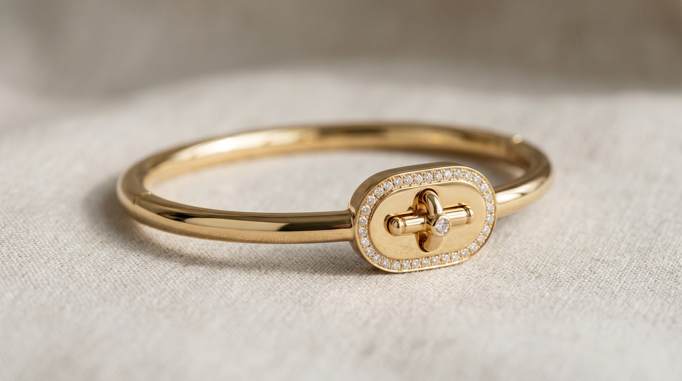 Tiffany Lock padlock gold bangle with diamonds — Mozeris Fine Antiques
