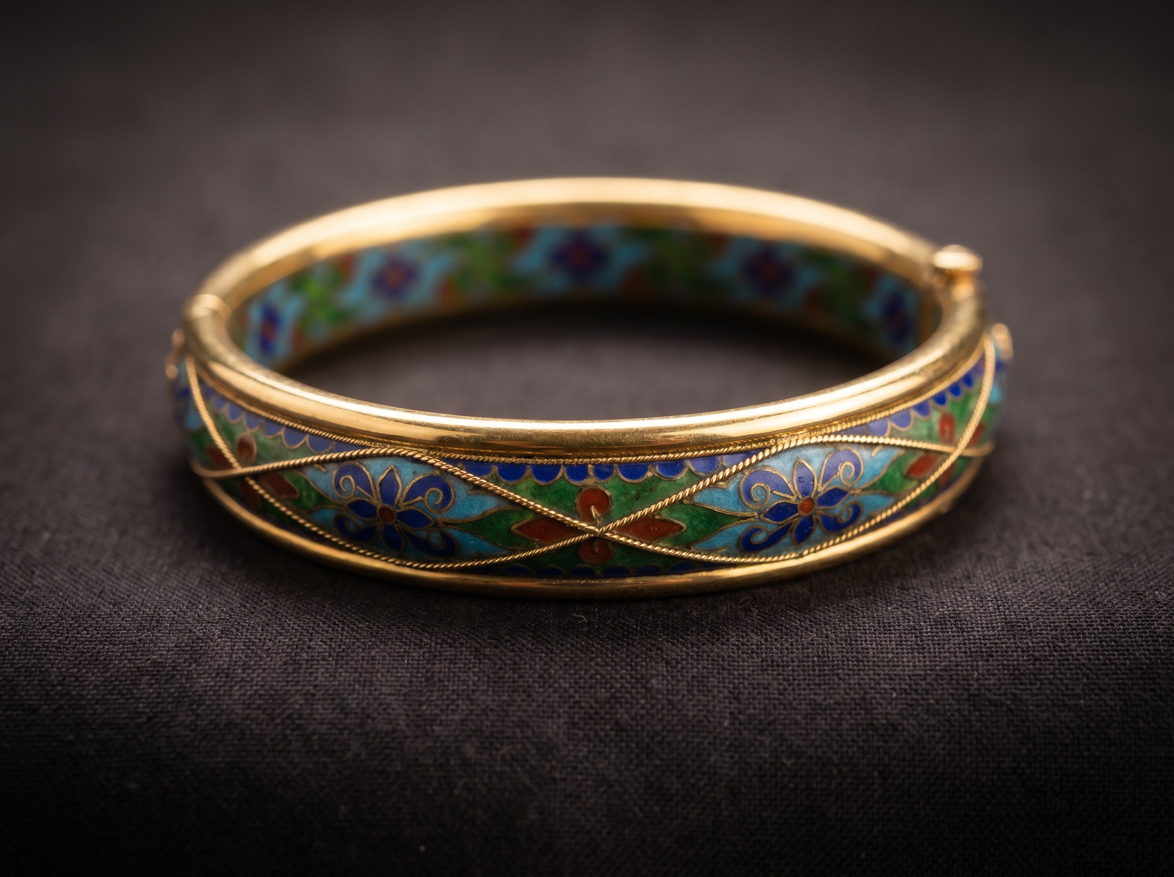 Schlumberger enamel and gold Croisillon bangle for Tiffany