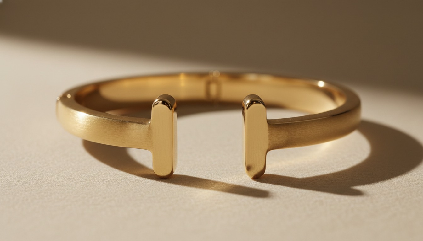 Tiffany T-style gold T-motif hinged cuff bracelet — Mozeris Fine Antiques