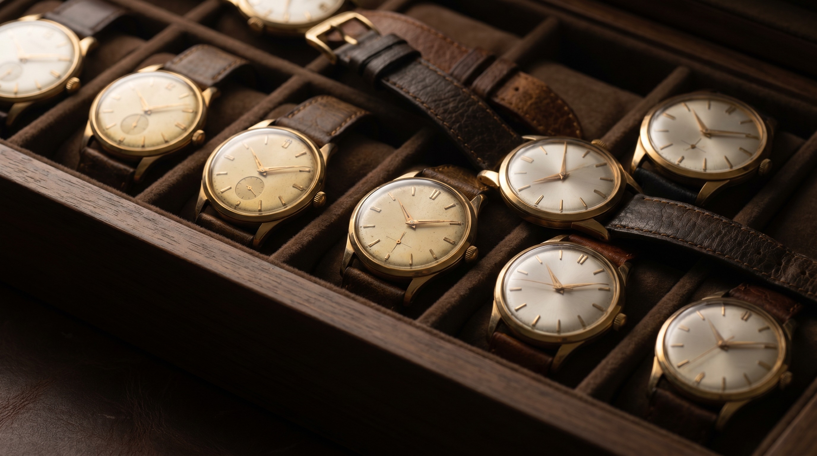 Collection of vintage yellow gold gentlemen's wristwatches — Mozeris Fine Antiques
