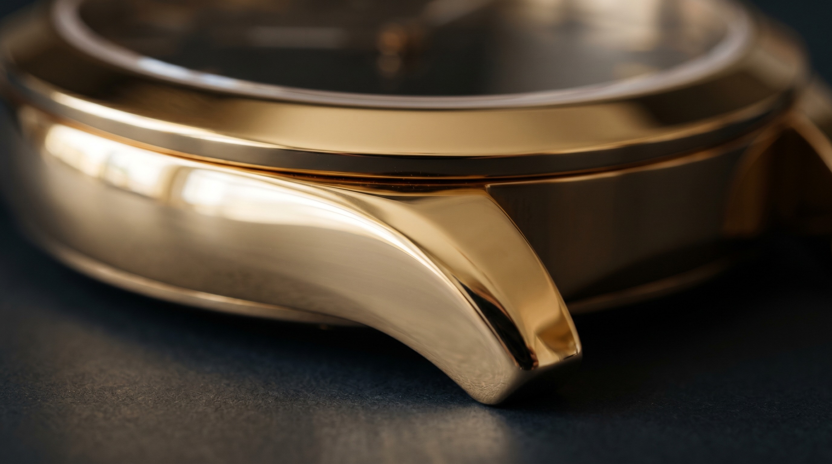 Close-up of sleek polished modern gold with clean lines