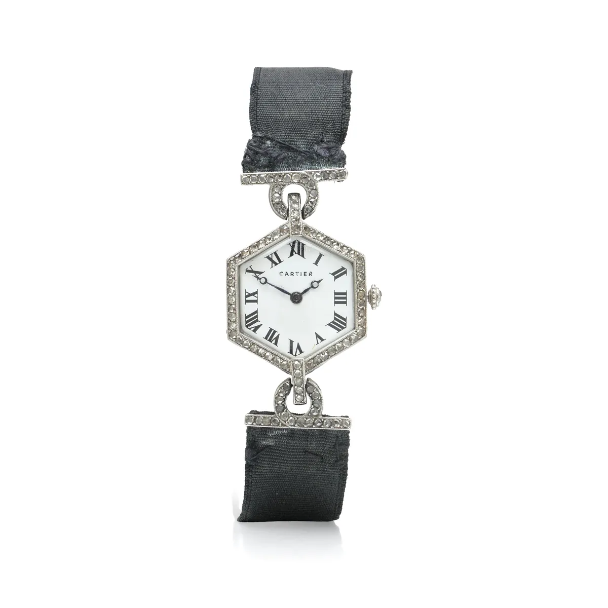 Cartier Paris hexagonal platinum and diamond wristwatch, circa 1913