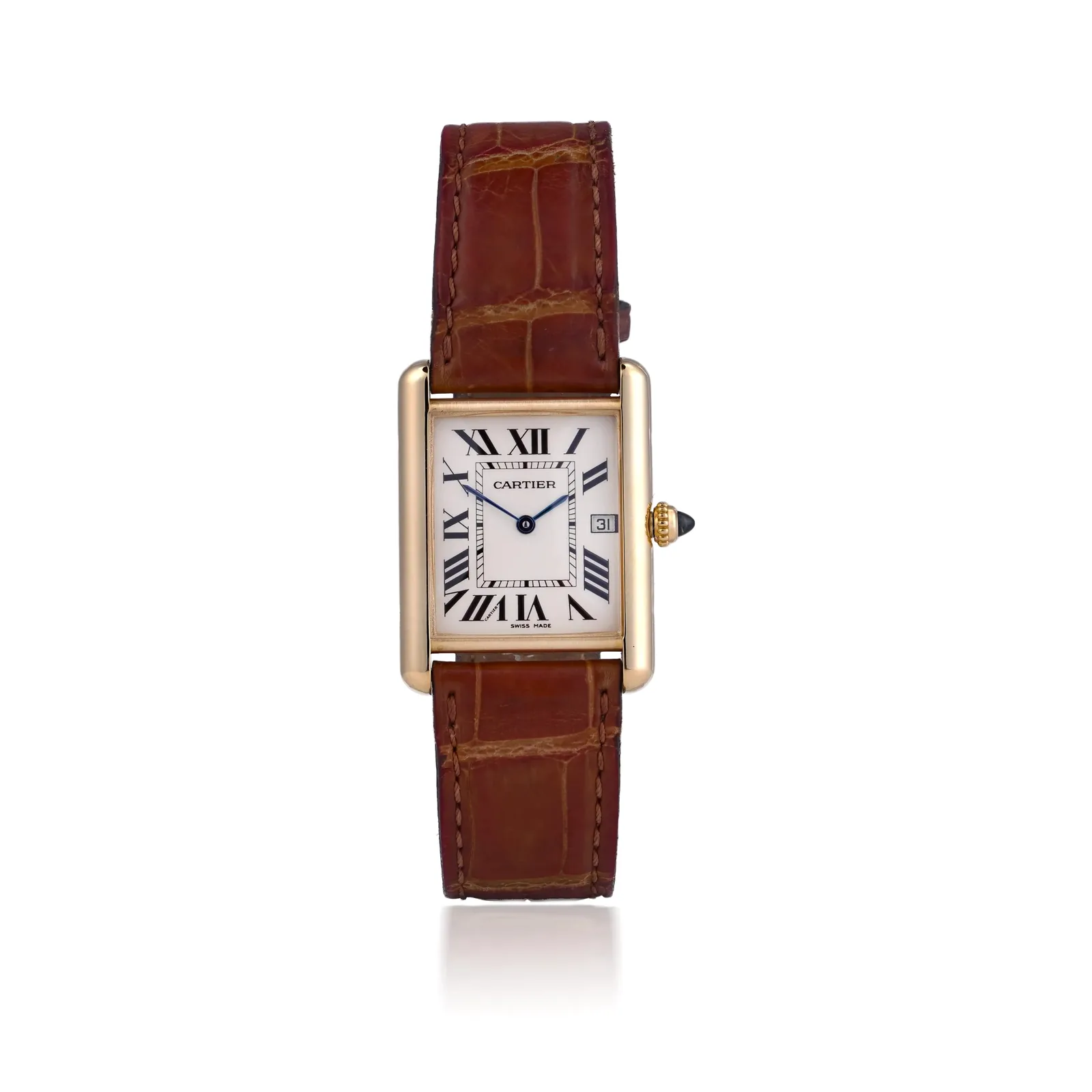 Our Cartier Tank Louis Cartier 2441 with numbered callouts
