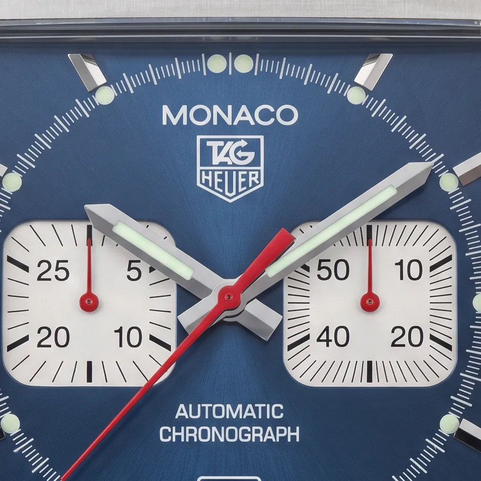Illustration of a Tag Heuer Monaco dial with square sub-dials