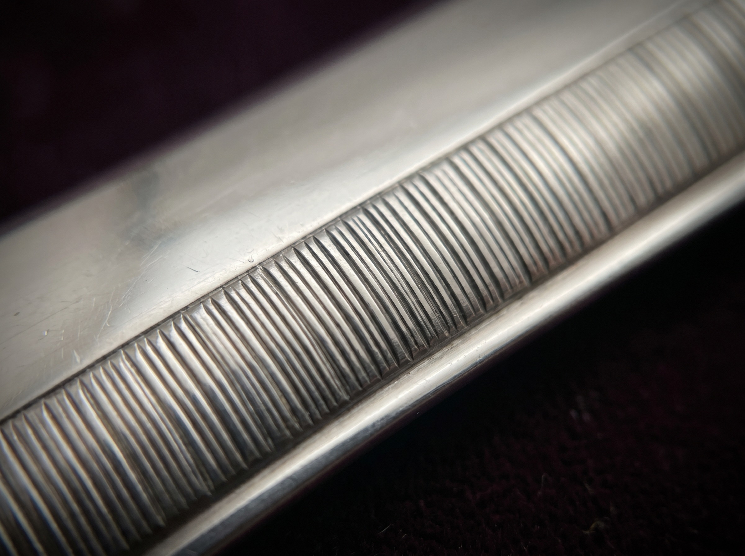 Reeded border decoration on William Bateman antique sterling silver